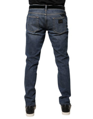 Dolce & Gabbana Blue Logo Plaque Cotton Skinny Denim Jeans -   -  Dolce & Gabbana.