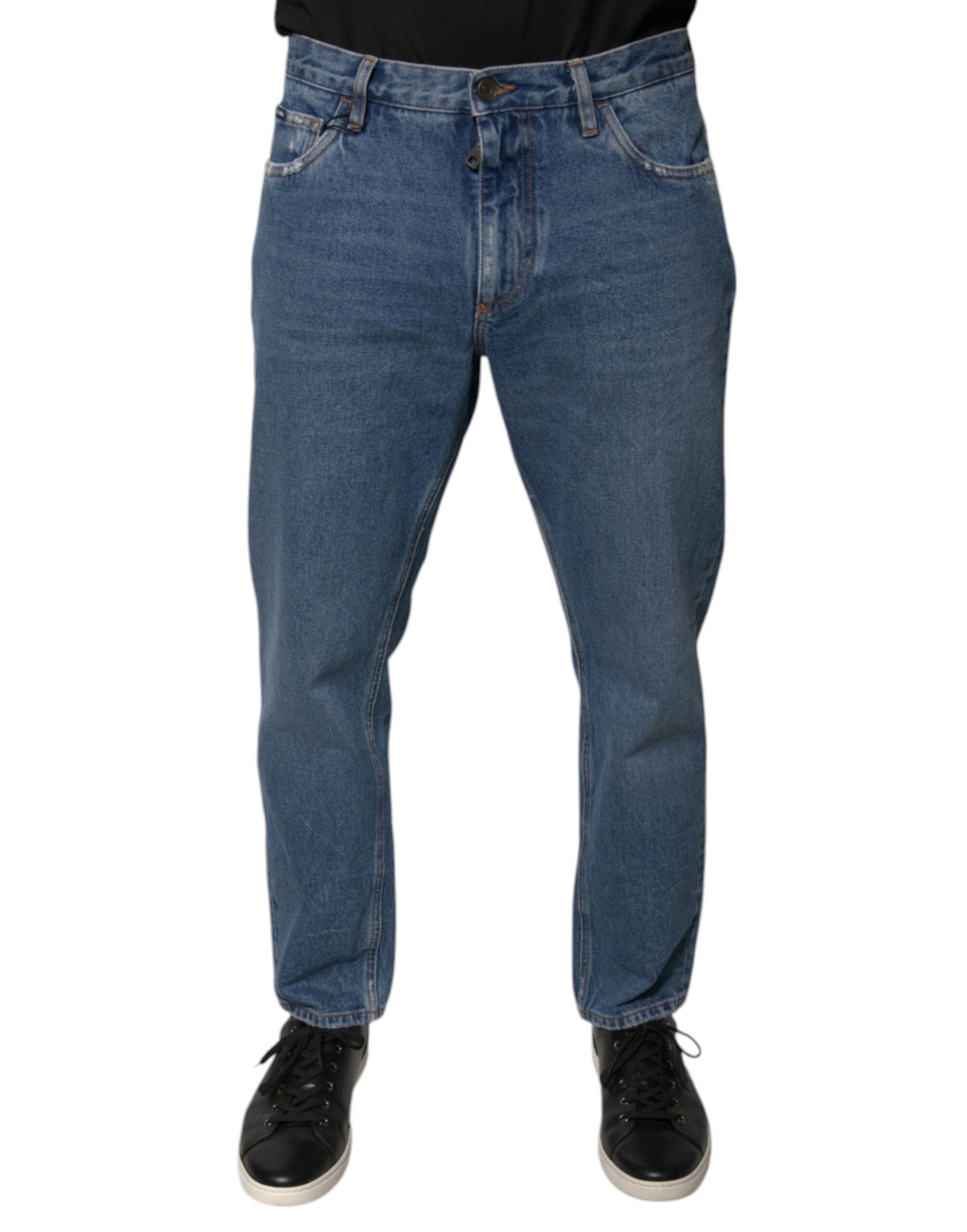 Dolce & Gabbana Blue Cotton Logo Men Loose Denim Jeans -   -  Dolce & Gabbana. Dolce & Gabbana Blue Cotton Logo Men Loose Denim Jeans -   -  Dolce & Gabbana.