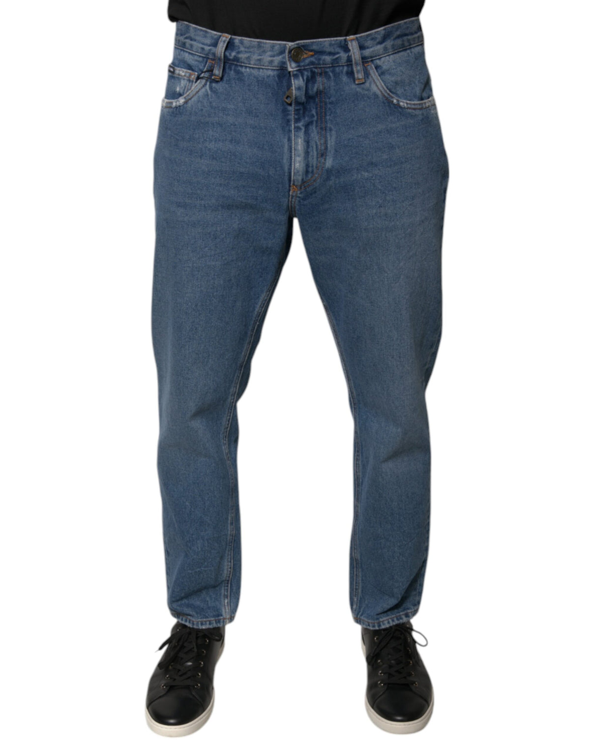 Dolce & Gabbana Blue Cotton Logo Men Loose Denim Jeans -   -  Dolce & Gabbana.