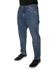Dolce & Gabbana Blue Cotton Logo Men Loose Denim Jeans -   -  Dolce & Gabbana.