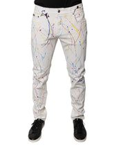 Dolce & Gabbana White Color Splash Print Skinny Denim Jeans -   -  Dolce & Gabbana.