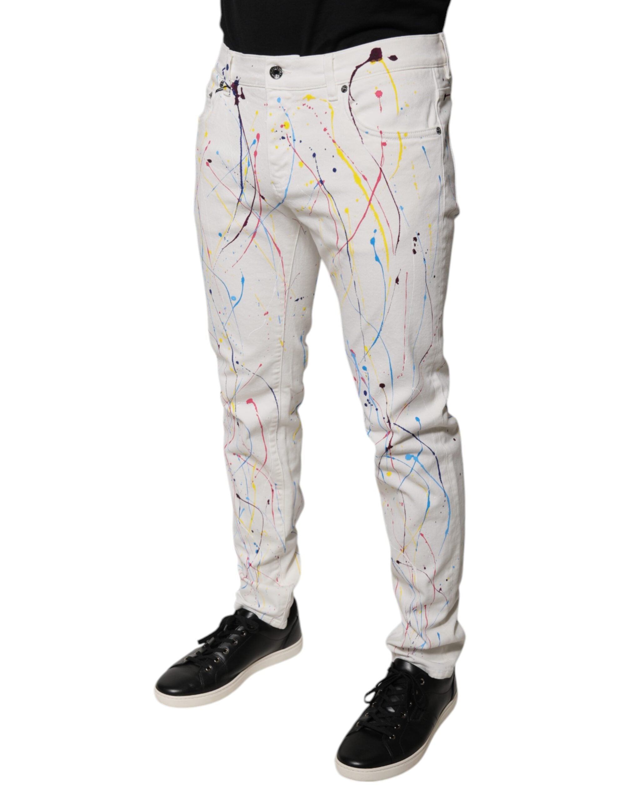 Dolce & Gabbana White Color Splash Print Skinny Denim Jeans -   -  Dolce & Gabbana. Dolce & Gabbana White Color Splash Print Skinny Denim Jeans -   -  Dolce & Gabbana.
