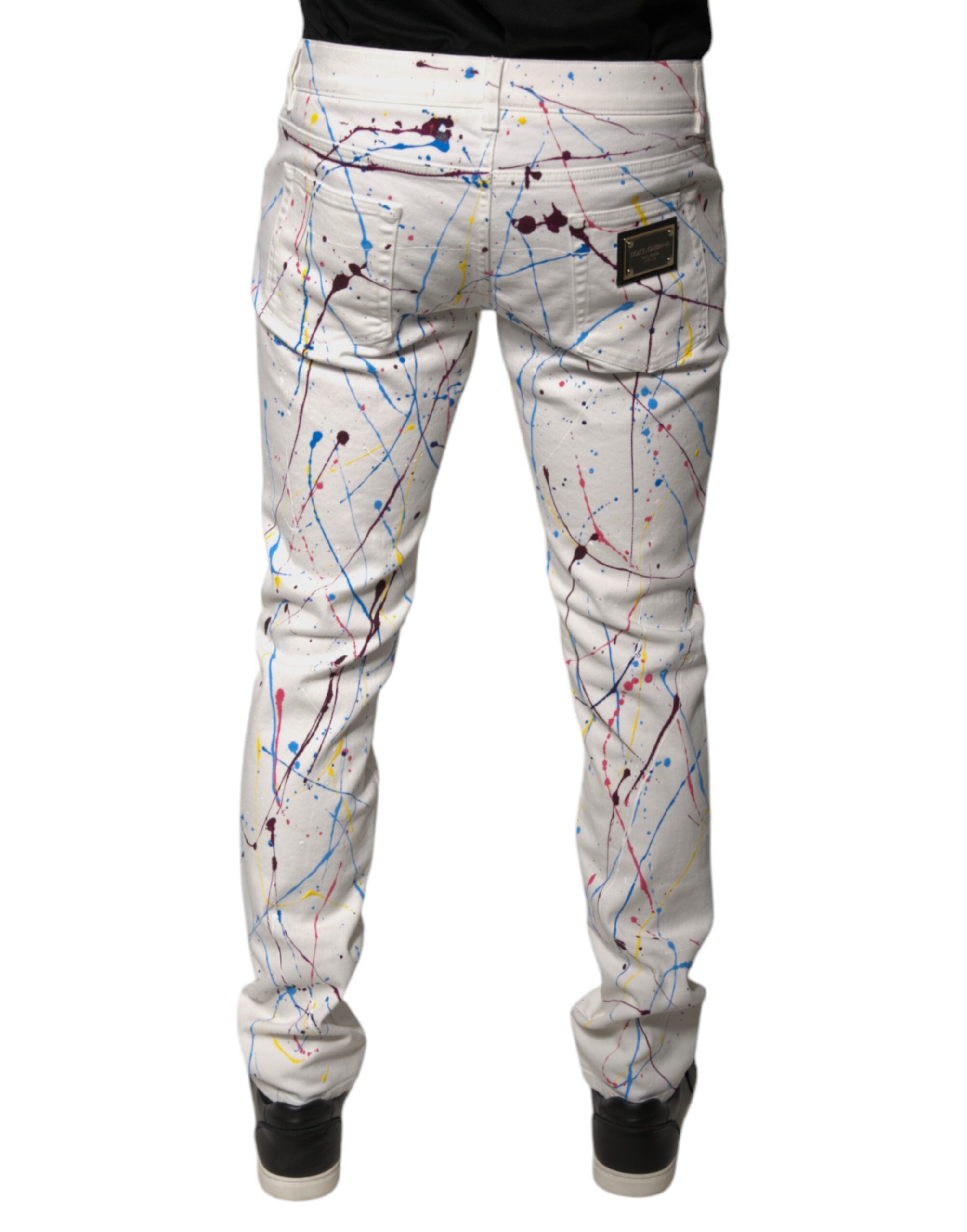 Dolce & Gabbana White Color Splash Print Skinny Denim Jeans -   -  Dolce & Gabbana. Dolce & Gabbana White Color Splash Print Skinny Denim Jeans -   -  Dolce & Gabbana.