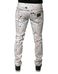 Dolce & Gabbana White Color Splash Print Skinny Denim Jeans -   -  Dolce & Gabbana.