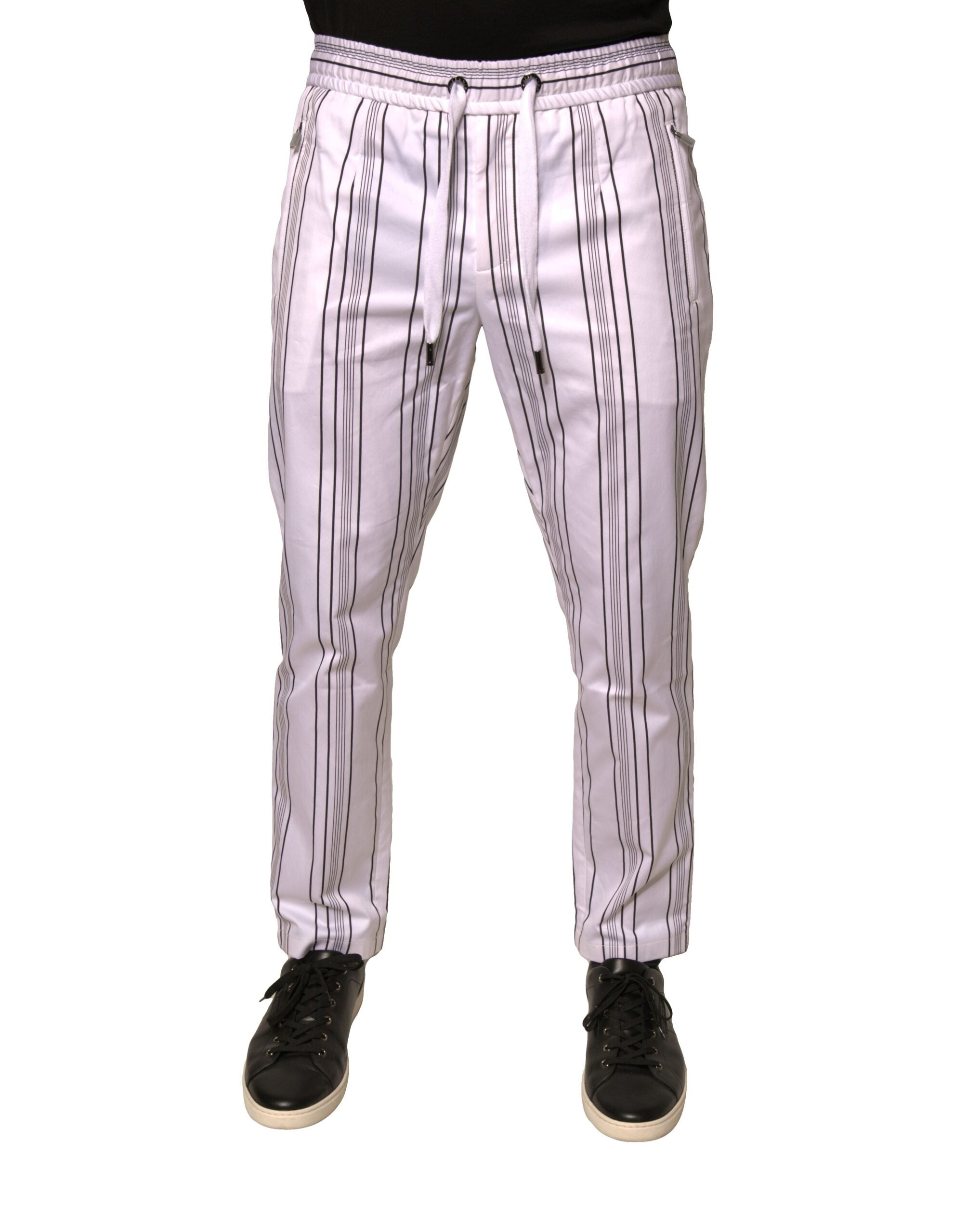 Dolce & Gabbana White Stripe Cotton Dress Skinny Pants -   -  Dolce & Gabbana.