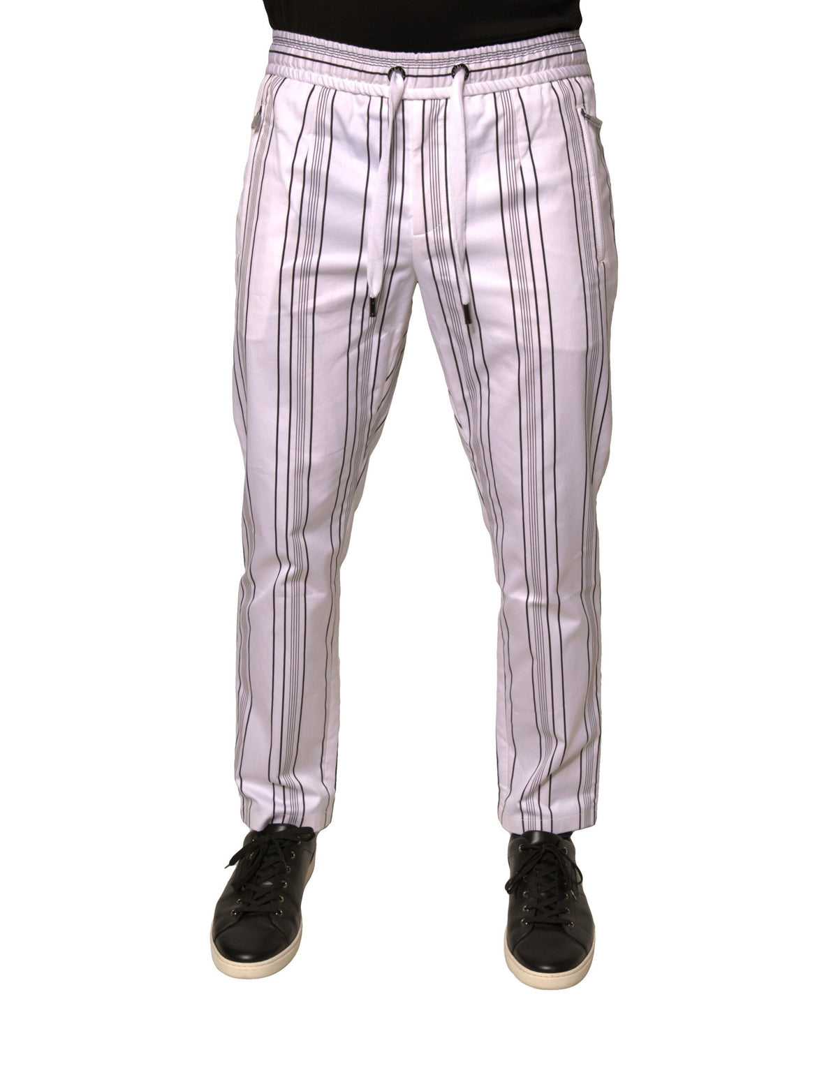 Dolce & Gabbana White Stripe Cotton Dress Skinny Pants -   -  Dolce & Gabbana.