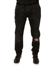 Dolce & Gabbana Black Ripped Logo Cotton Skinny Denim Jeans -   -  Dolce & Gabbana.