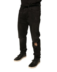 Dolce & Gabbana Black Ripped Logo Cotton Skinny Denim Jeans -   -  Dolce & Gabbana.