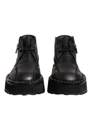 Dolce & Gabbana Black Leather Lace Up Ankle Boots Shoes -   -  Dolce & Gabbana.