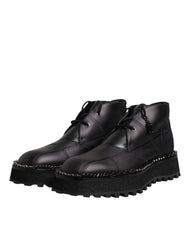Dolce & Gabbana Black Leather Lace Up Ankle Boots Shoes -   -  Dolce & Gabbana.