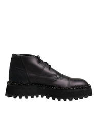 Dolce & Gabbana Black Leather Lace Up Ankle Boots Shoes -   -  Dolce & Gabbana.