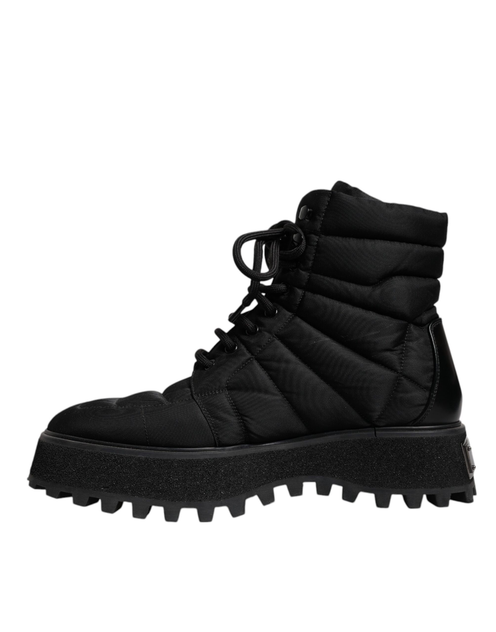 Dolce & Gabbana Black Padded Mid Calf Lace Up Boots Shoes -   -  Dolce & Gabbana. Dolce & Gabbana Black Padded Mid Calf Lace Up Boots Shoes -   -  Dolce & Gabbana.