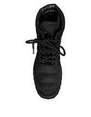 Dolce & Gabbana Black Padded Mid Calf Lace Up Boots Shoes -   -  Dolce & Gabbana.