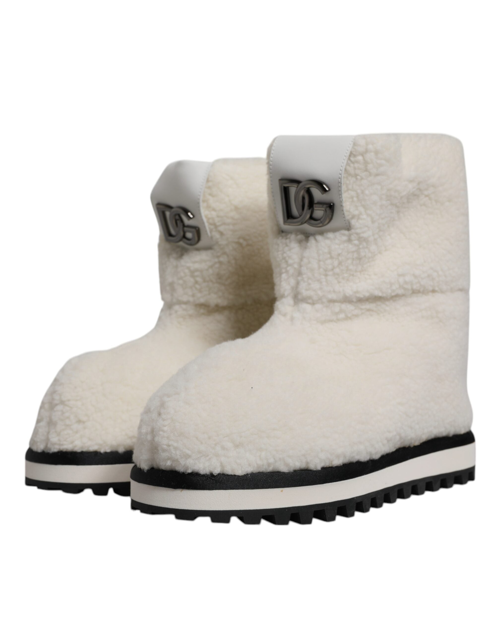 Dolce & Gabbana White Plush Logo Padded Mid Calf Boots Shoes -   -  Dolce & Gabbana. Dolce & Gabbana White Plush Logo Padded Mid Calf Boots Shoes -   -  Dolce & Gabbana.