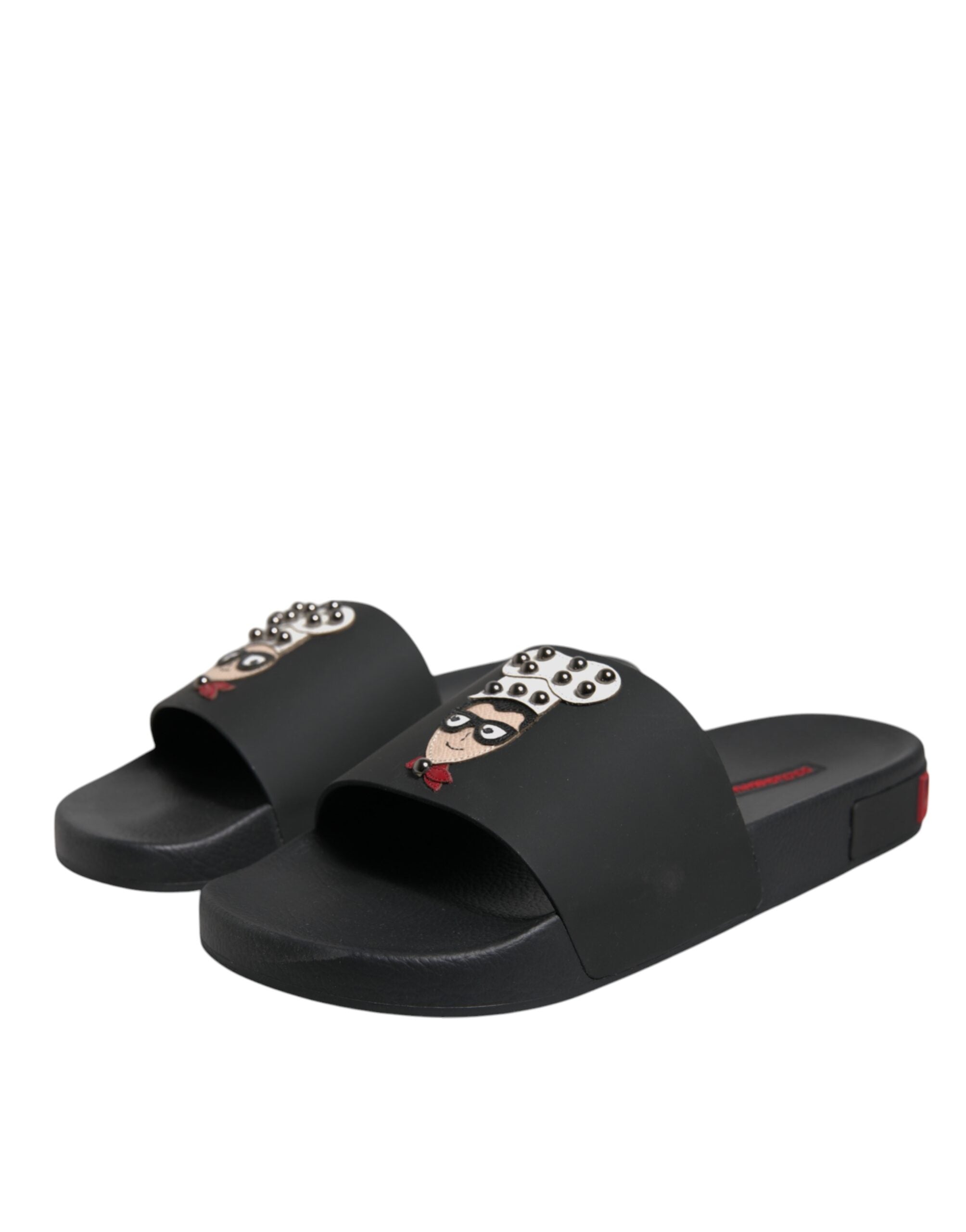 Dolce & Gabbana Black Leather Slides Sandals Beachwear Shoes -   -  Dolce & Gabbana. Dolce & Gabbana Black Leather Slides Sandals Beachwear Shoes -   -  Dolce & Gabbana.