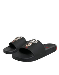 Dolce & Gabbana Black Leather Slides Sandals Beachwear Shoes -   -  Dolce & Gabbana.