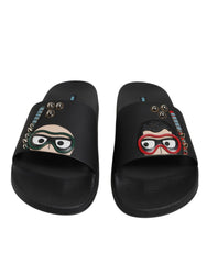 Dolce & Gabbana Black Divers Leather Flats Slides Sandals Beachwear Shoes -   -  Dolce & Gabbana.