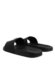 Dolce & Gabbana Black Divers Leather Flats Slides Sandals Beachwear Shoes -   -  Dolce & Gabbana.