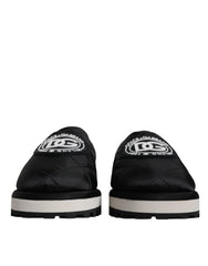 Dolce & Gabbana Black Nylon Quilted Logo Patch Sandals Slides Shoes -   -  Dolce & Gabbana.