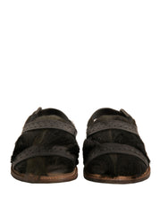 Dolce & Gabbana Green Gazelle Hair Leather Flats Sandals Shoes -   -  Dolce & Gabbana.