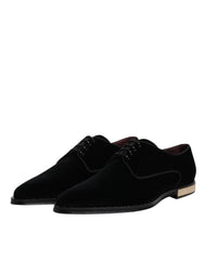 Dolce & Gabbana Black Velvet Cotton Lace Up Derby Shoes -   -  Dolce & Gabbana.