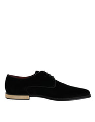 Dolce & Gabbana Black Velvet Cotton Lace Up Derby Shoes -   -  Dolce & Gabbana.