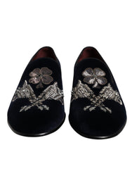 Dolce & Gabbana Black Velvet Floral Gun Loafers Dress Shoes -   -  Dolce & Gabbana.