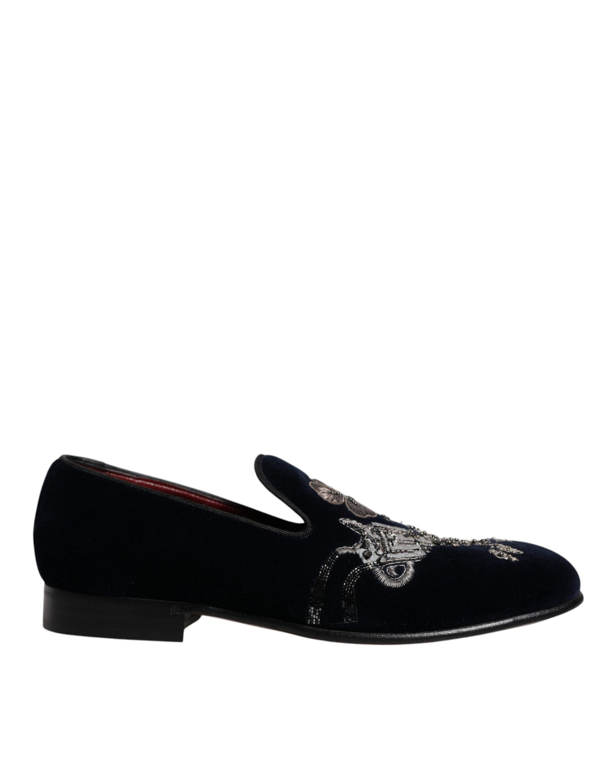 Dolce & Gabbana Black Velvet Floral Gun Loafers Dress Shoes -   -  Dolce & Gabbana.