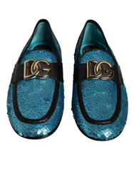Dolce & Gabbana Blue Sequined Loafers Formal Dress Shoes -   -  Dolce & Gabbana.