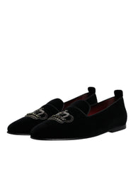 Dolce & Gabbana Black Velvet Crystal Crown Loafers Formal Dress Shoes -   -  Dolce & Gabbana.