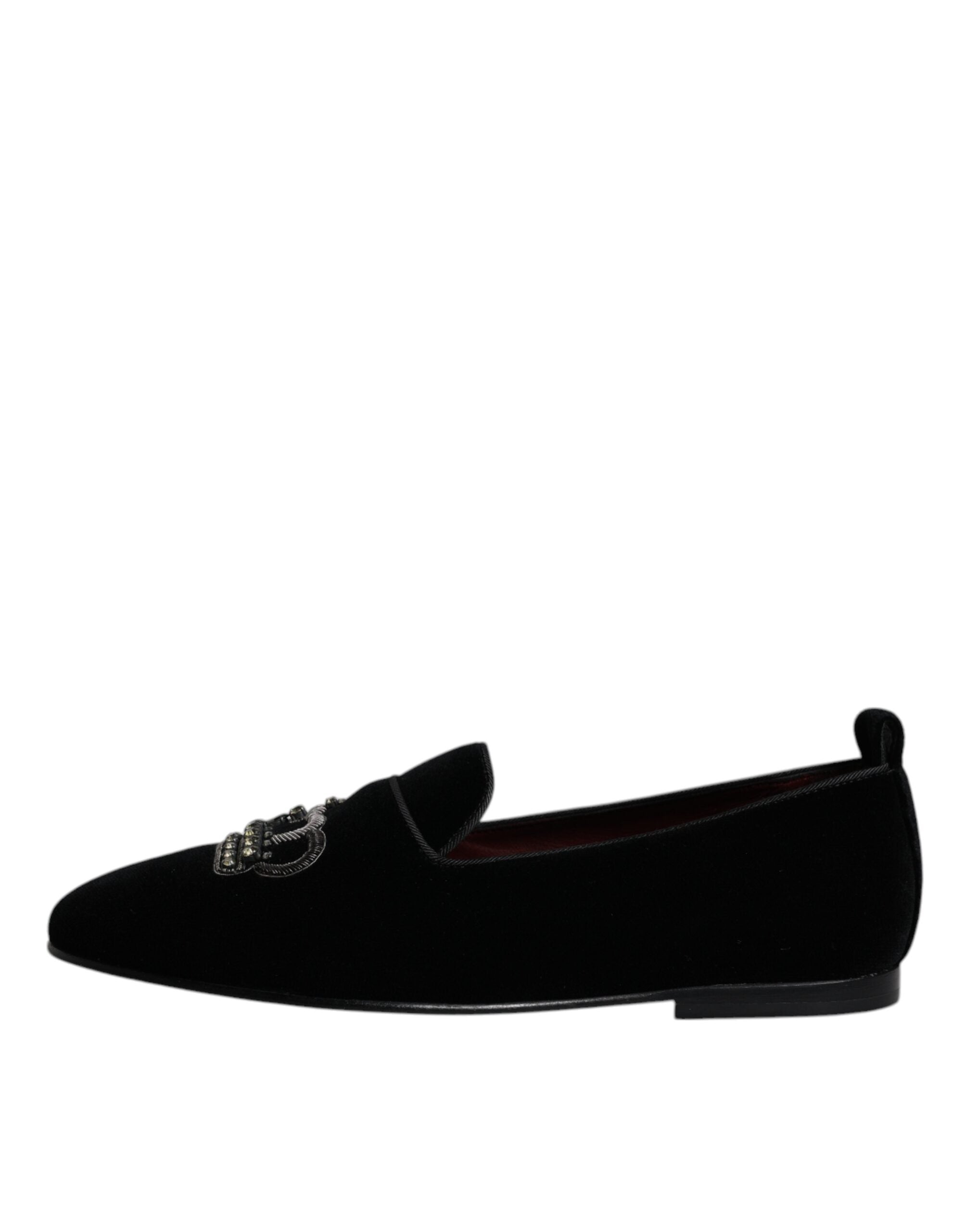 Dolce & Gabbana Black Velvet Crystal Crown Loafers Formal Dress Shoes -   -  Dolce & Gabbana. Dolce & Gabbana Black Velvet Crystal Crown Loafers Formal Dress Shoes -   -  Dolce & Gabbana.