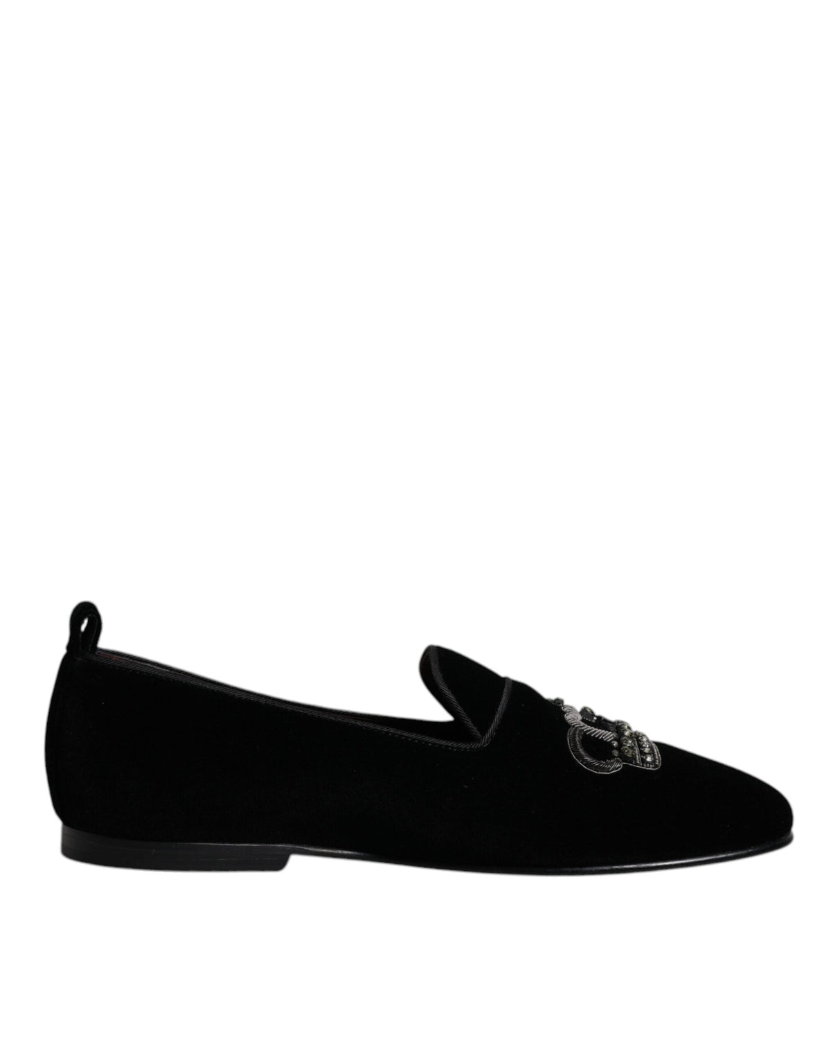 Dolce & Gabbana Black Velvet Crystal Crown Loafers Formal Dress Shoes -   -  Dolce & Gabbana.