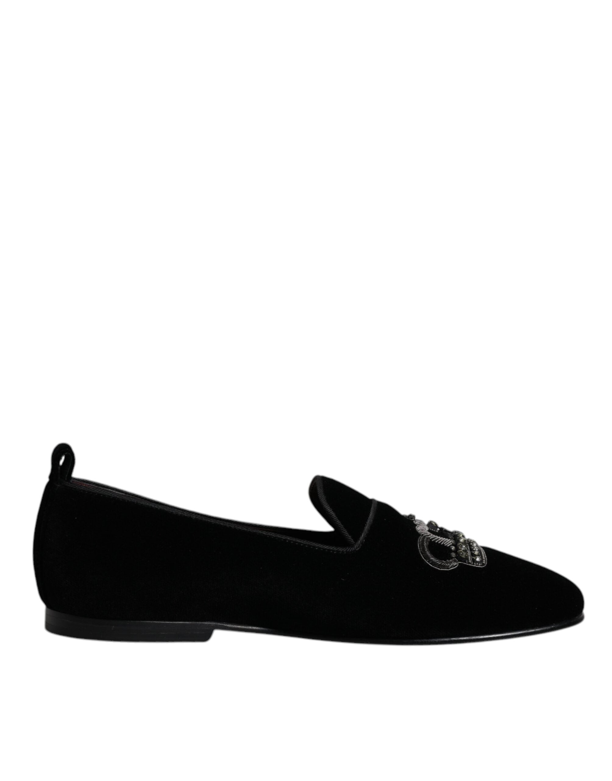 Dolce & Gabbana Black Velvet Crystal Crown Loafers Formal Dress Shoes -   -  Dolce & Gabbana. Dolce & Gabbana Black Velvet Crystal Crown Loafers Formal Dress Shoes -   -  Dolce & Gabbana.