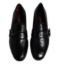 Dolce & Gabbana Black Exotic Leather DG Logo Loafers Formal Dress Shoes -   -  Dolce & Gabbana.