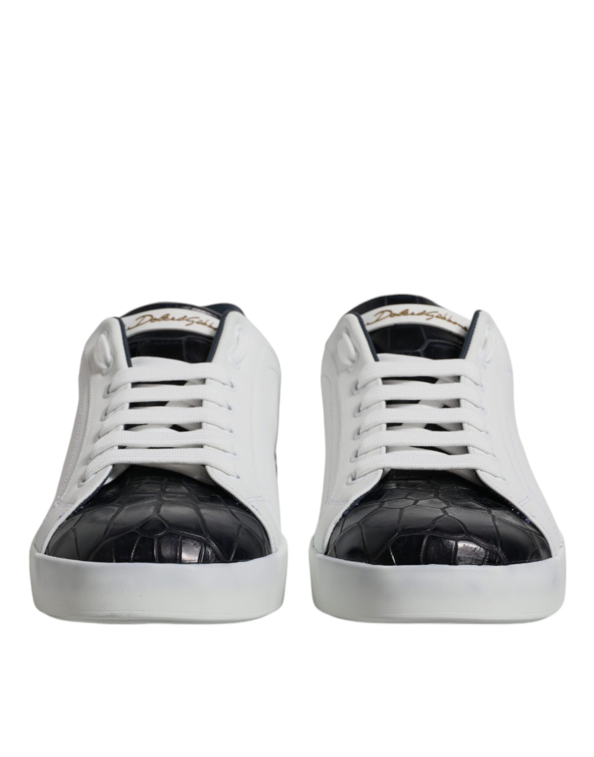 Dolce & Gabbana White Black Leather Portofino Sneakers Shoes -   -  Dolce & Gabbana. Dolce & Gabbana White Black Leather Portofino Sneakers Shoes -   -  Dolce & Gabbana.