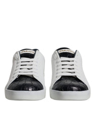 Dolce & Gabbana White Black Leather Portofino Sneakers Shoes -   -  Dolce & Gabbana.