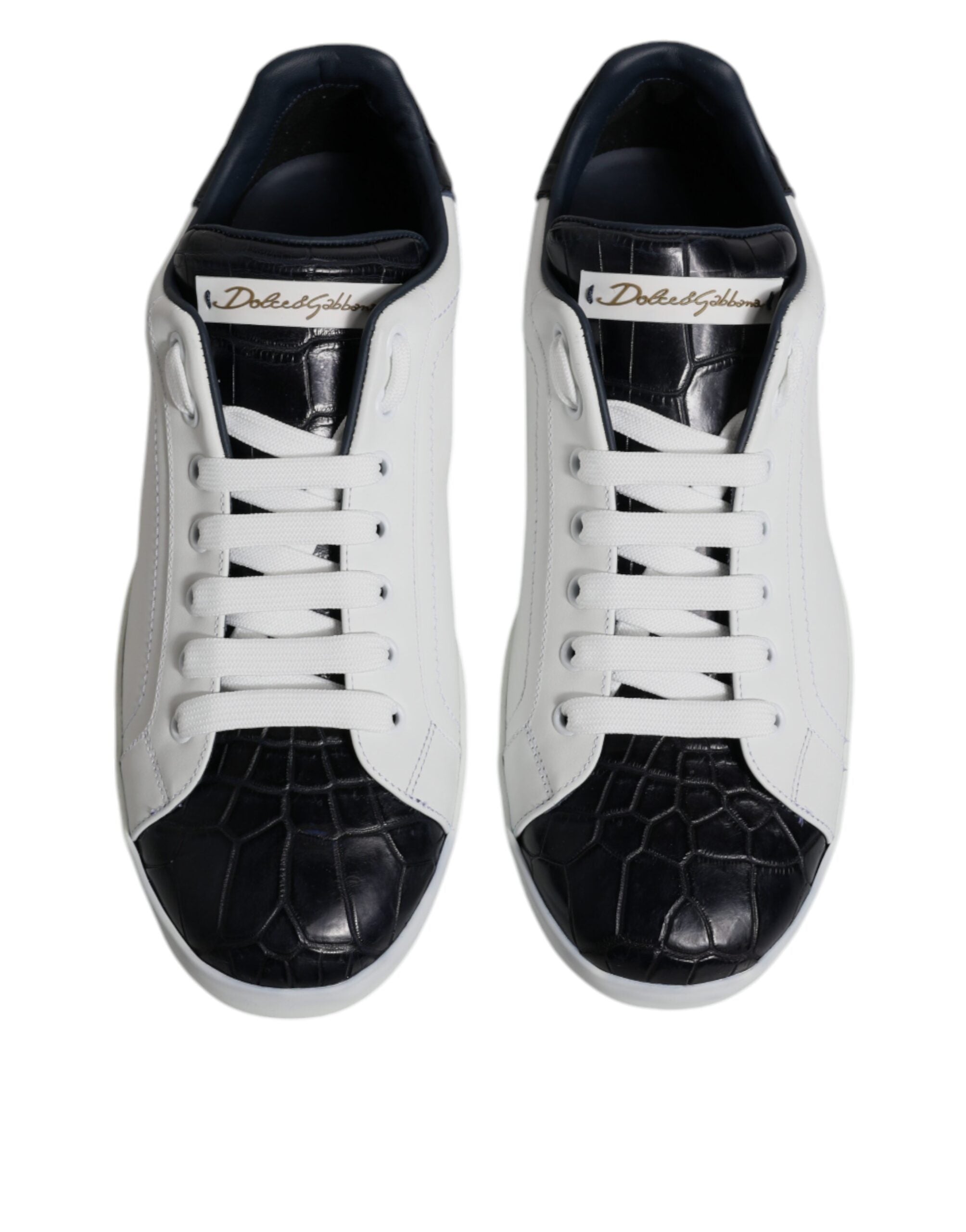Dolce & Gabbana White Black Leather Portofino Sneakers Shoes -   -  Dolce & Gabbana. Dolce & Gabbana White Black Leather Portofino Sneakers Shoes -   -  Dolce & Gabbana.