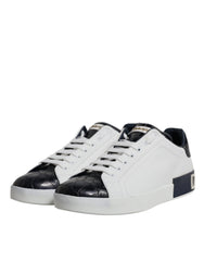 Dolce & Gabbana White Black Leather Portofino Sneakers Shoes -   -  Dolce & Gabbana.