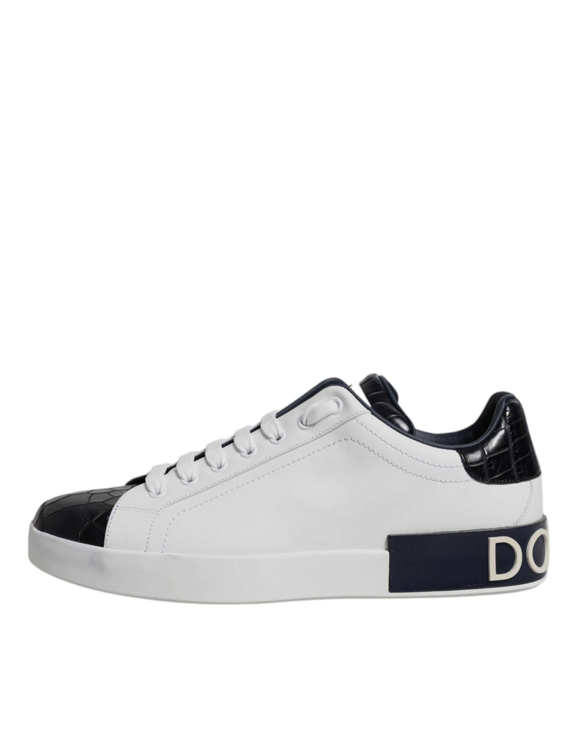 Dolce & Gabbana White Black Leather Portofino Sneakers Shoes -   -  Dolce & Gabbana. Dolce & Gabbana White Black Leather Portofino Sneakers Shoes -   -  Dolce & Gabbana.