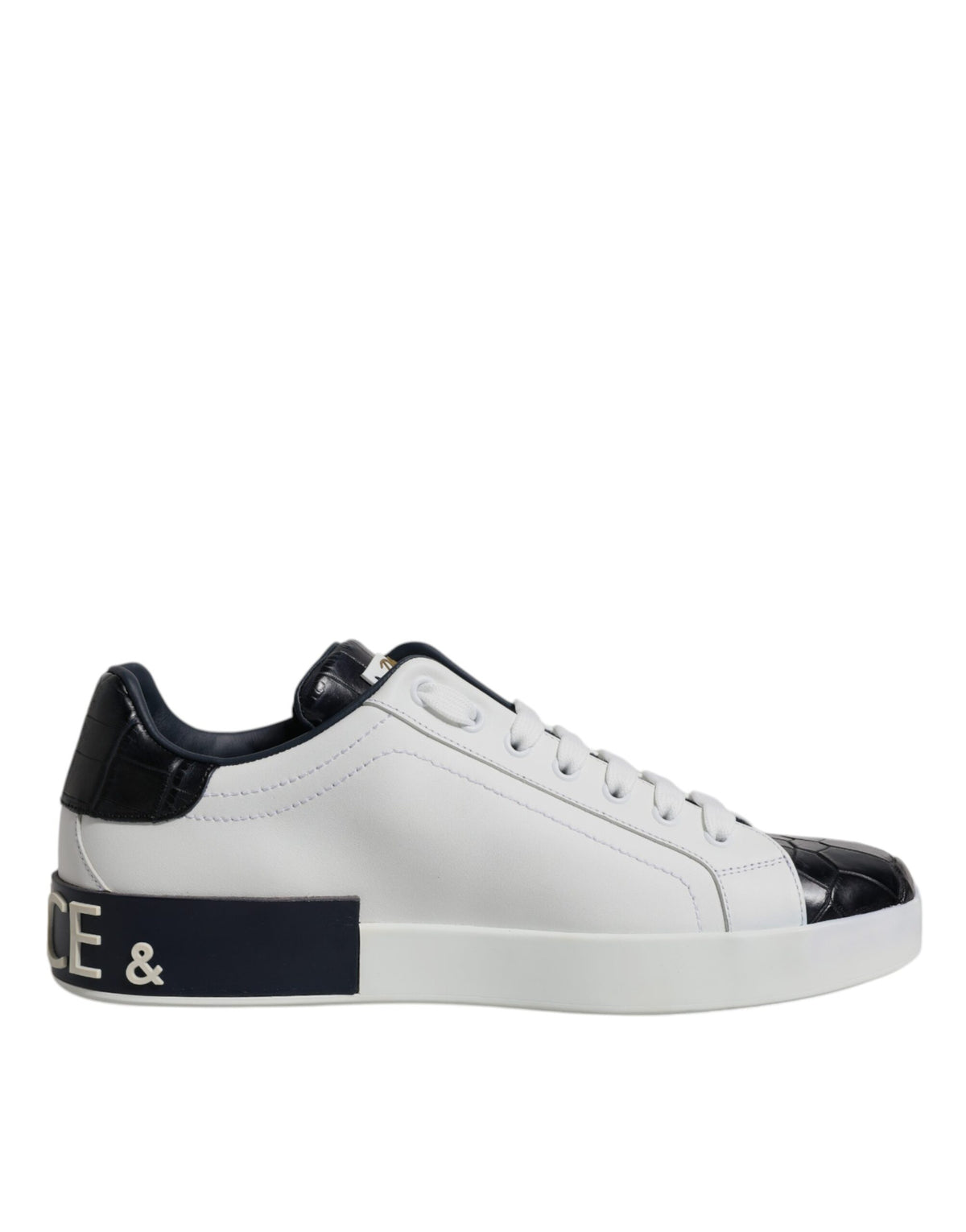 Dolce & Gabbana White Black Leather Portofino Sneakers Shoes -   -  Dolce & Gabbana.