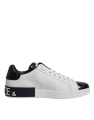 Dolce & Gabbana White Black Leather Portofino Sneakers Shoes -   -  Dolce & Gabbana.