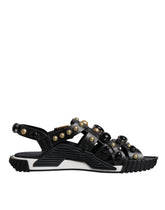 Dolce & Gabbana Black Leather Studded Slides Sandals Shoes -   -  Dolce & Gabbana.