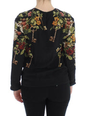 Dolce & Gabbana Black Key Floral Print Silk Blouse Top -   -  Dolce & Gabbana.