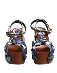 Dolce & Gabbana Multicolor Majolica Embellished Wedge Sandals Shoes -   -  Dolce & Gabbana.