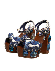 Dolce & Gabbana Multicolor Majolica Embellished Wedge Sandals Shoes -   -  Dolce & Gabbana.