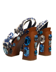 Dolce & Gabbana Multicolor Majolica Embellished Wedge Sandals Shoes -   -  Dolce & Gabbana.