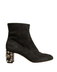 Dolce & Gabbana Black Embellished Heel Ankle Boots Shoes -   -  Dolce & Gabbana.