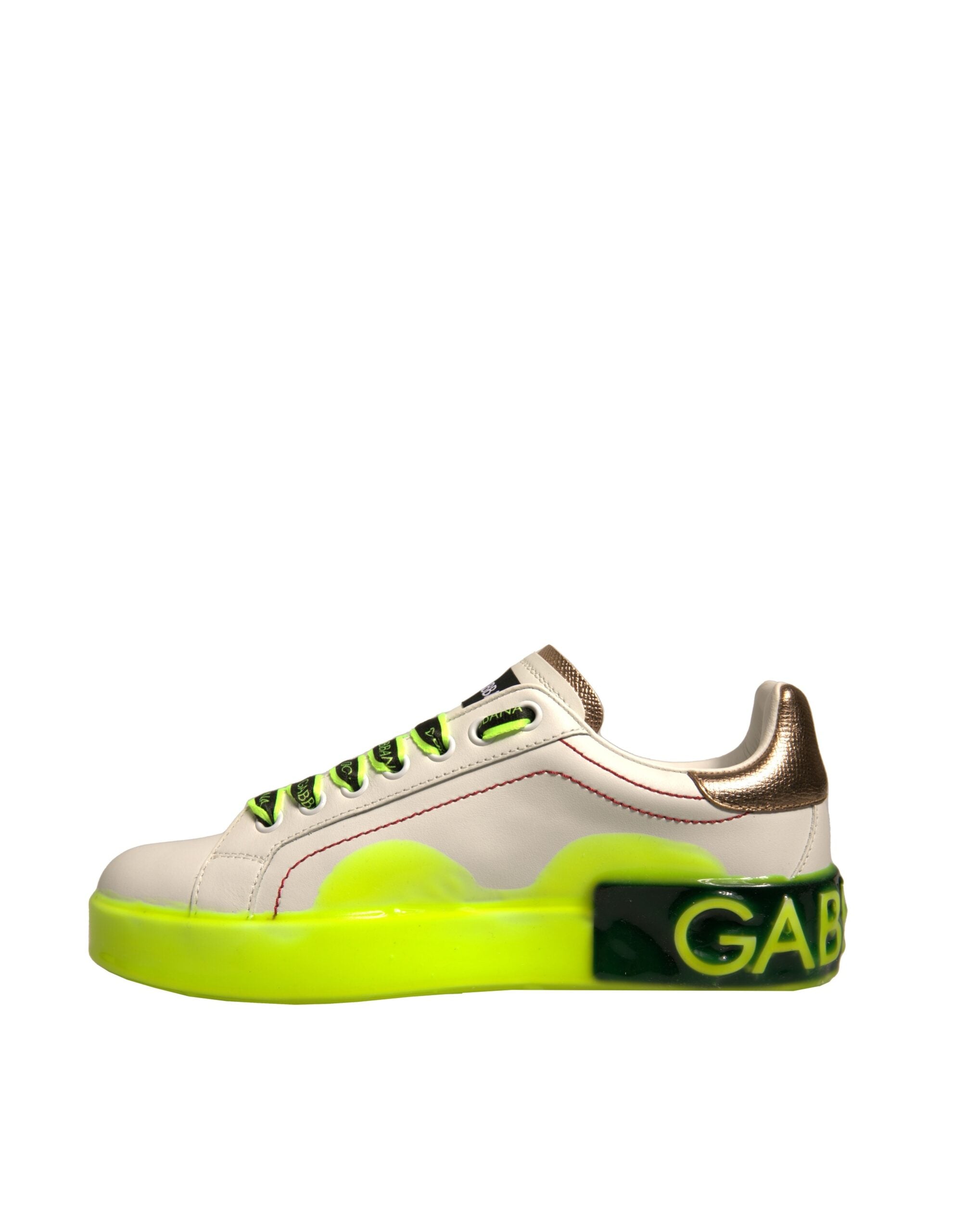 Dolce & Gabbana White Yellow Portofino Leather Sneakers Shoes -   -  Dolce & Gabbana. Dolce & Gabbana White Yellow Portofino Leather Sneakers Shoes -   -  Dolce & Gabbana.