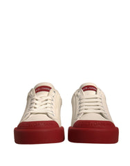 Dolce & Gabbana Shoes White Leather Logo Portofino Sneakers -   -  Dolce & Gabbana.