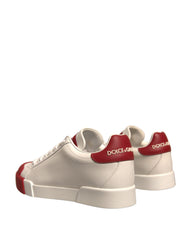 Dolce & Gabbana Shoes White Leather Logo Portofino Sneakers -   -  Dolce & Gabbana.